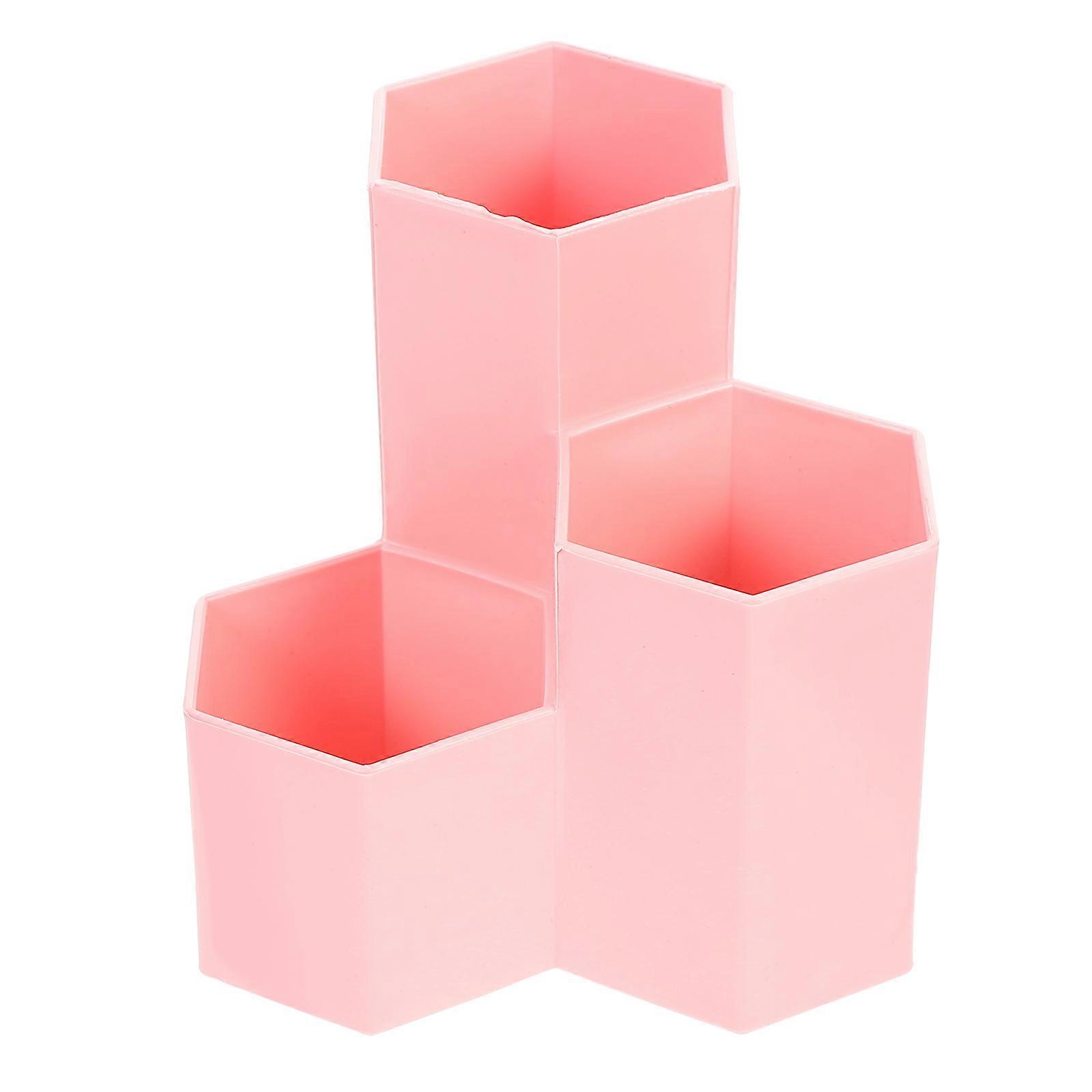 Hexagonal Pen Holder Container for Desktop Storage Pink