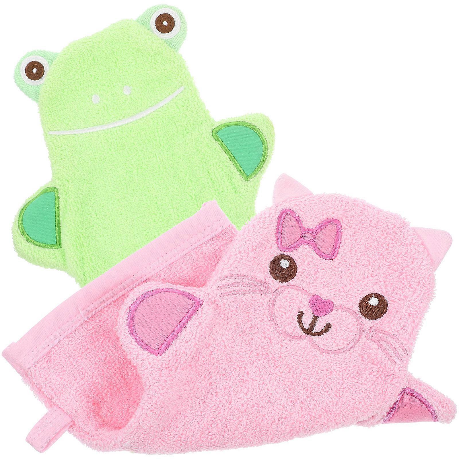 Cartoon Bath Gloves Multi-Function Shower Gloves for Bath 2Pcs Kids Scrubbing Mitts