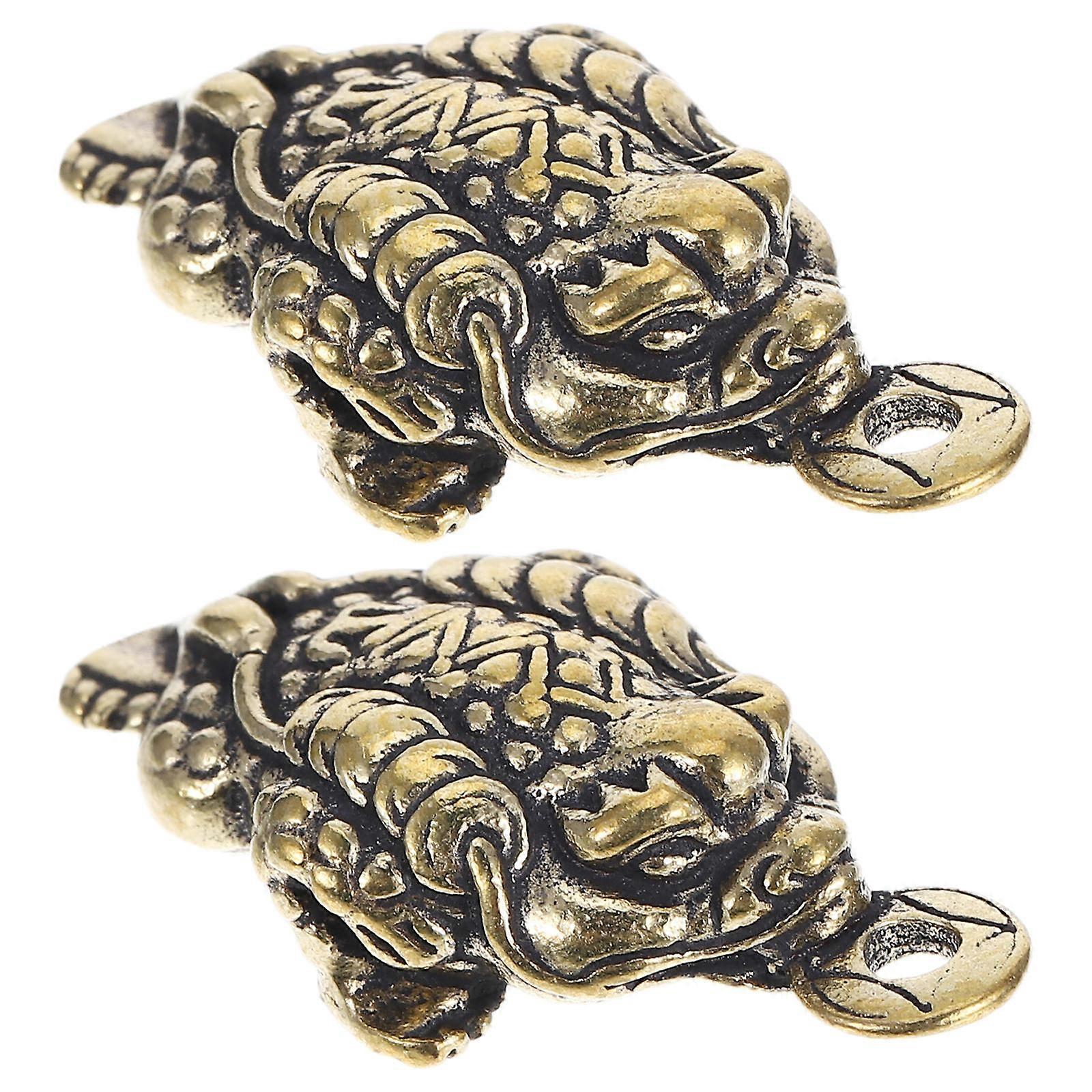 Brass Toad Hanging Keychain Decor in Golden for Decor 2Pcs Set