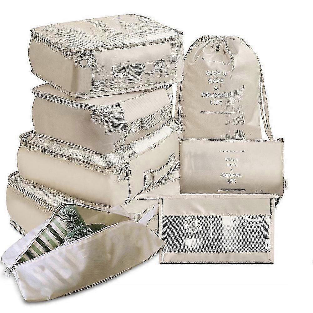 Beige Storage Bags Set Comprising 8 Pieces