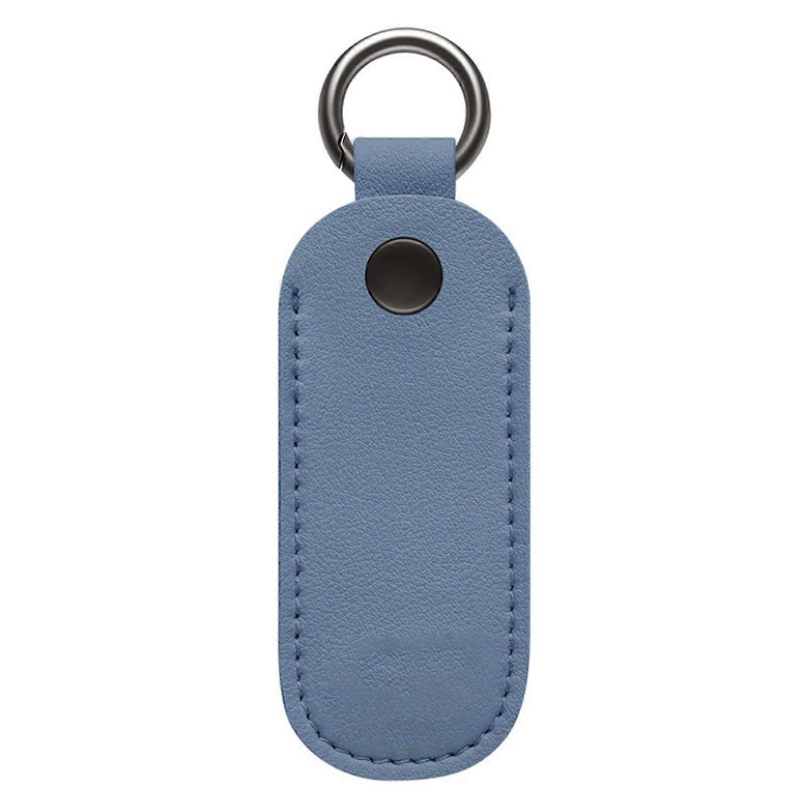 USB Flash Drive Case Leather Keychain Holder with Secure Snap Closure for Pendrive Storage Blue
