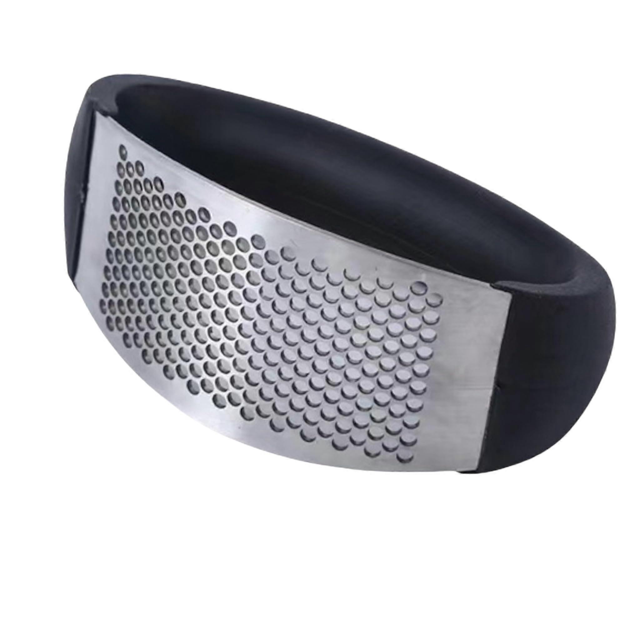 Stainless Steel Garlic Press and Masher Dual Function Kitchen Crusher Tool, Large Black