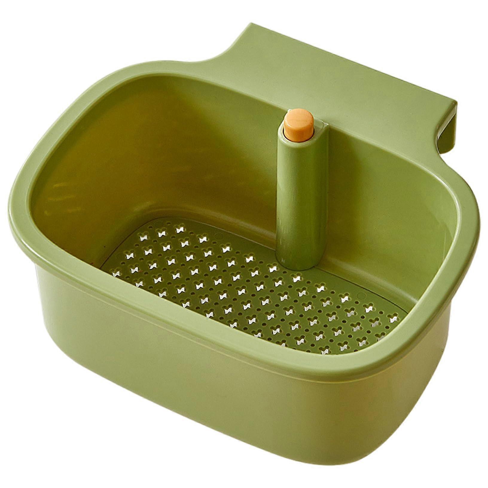 Kitchen Sink Strainer Basket with PushButton Lid, Hangable Removable Food Waste Catcher, Green