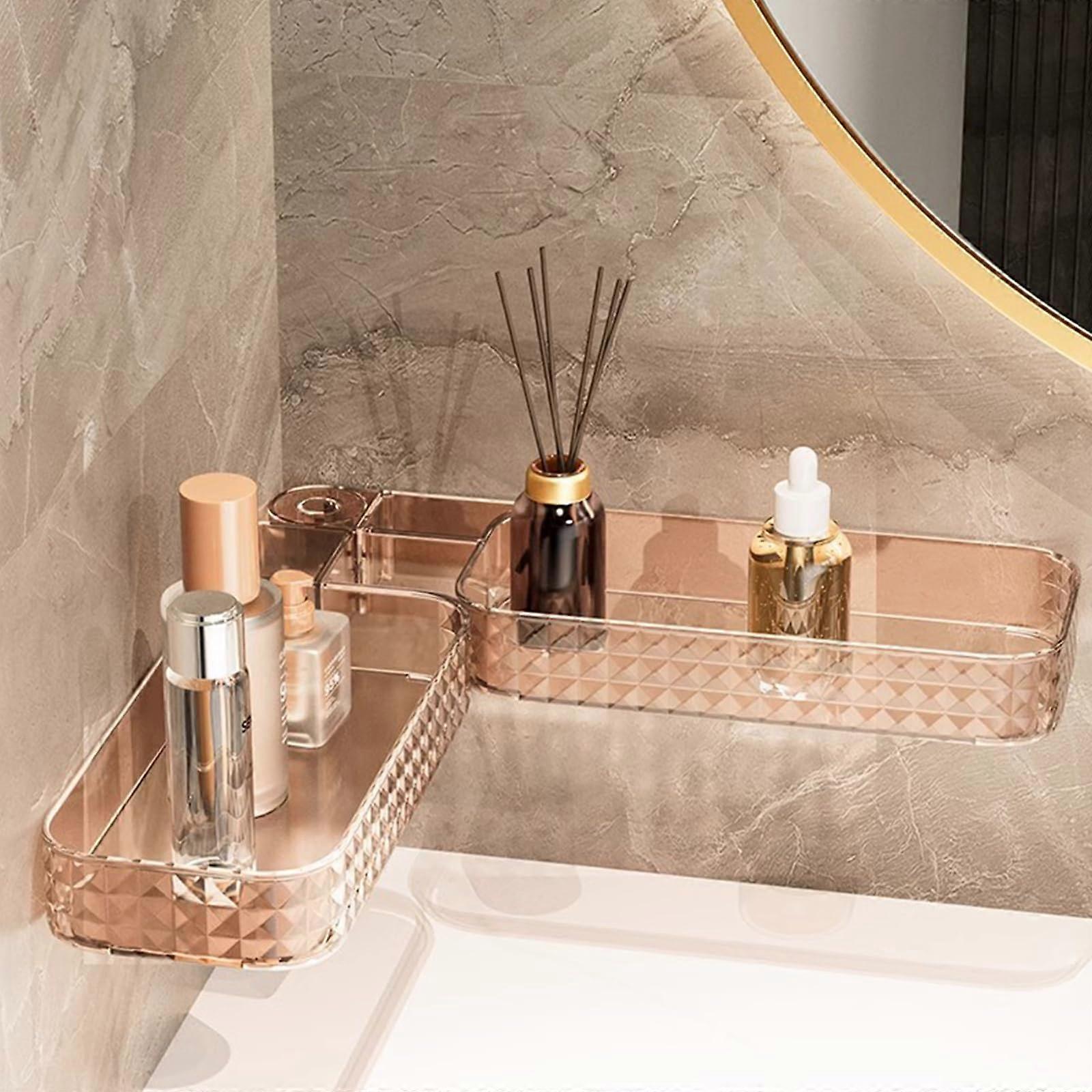 Bathroom Corner Shelf Punch Foldable Wall Mounted Shower Organizer with 360° Rotation