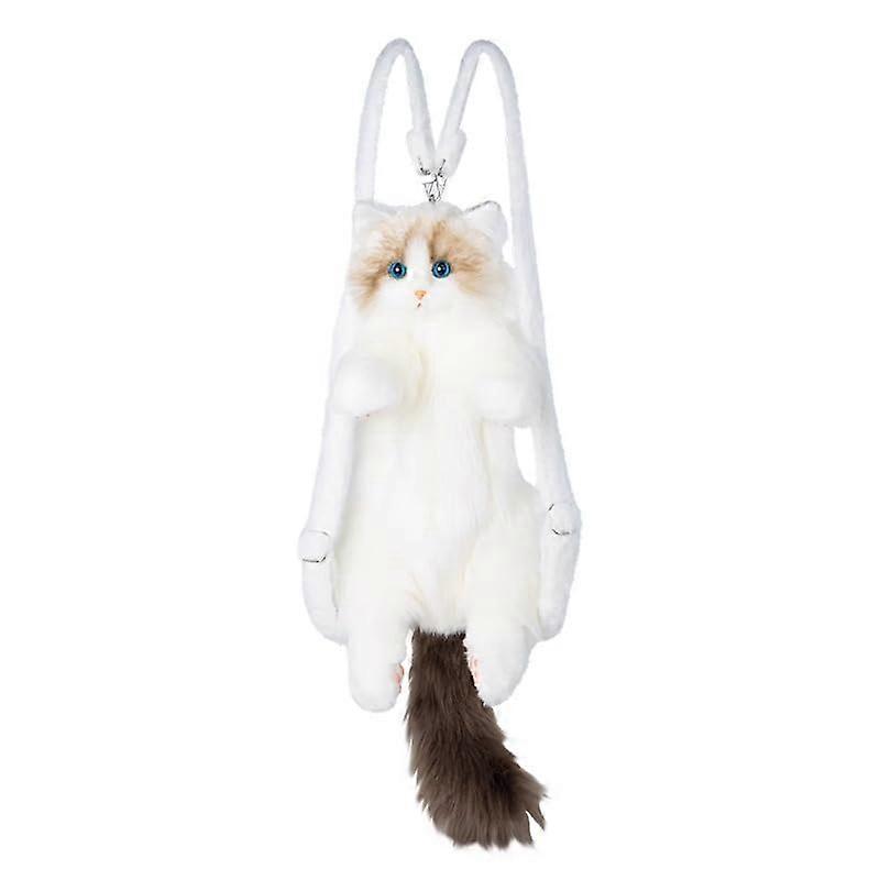 Cat Plush Backpack with Realistic Ragdoll Cat Shape, Adjustable Straps, Removable Scarf, Gift Ready