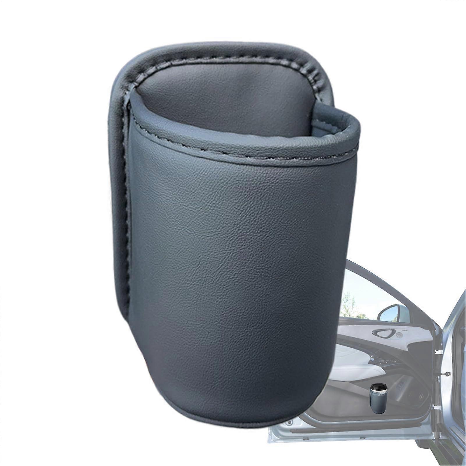 Car Door Cup Holder Organizer PU Leather Secure Fit MultiPosition SpaceSaving Black