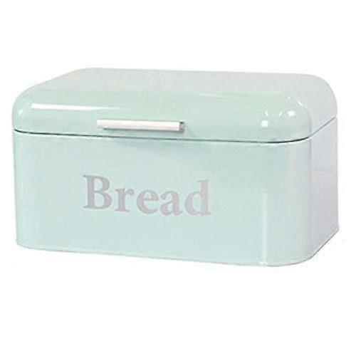 Vintage Bread Box with Hinged Lid, Retro Metal Bread Storage Bin for Kitchen Counter, Blue