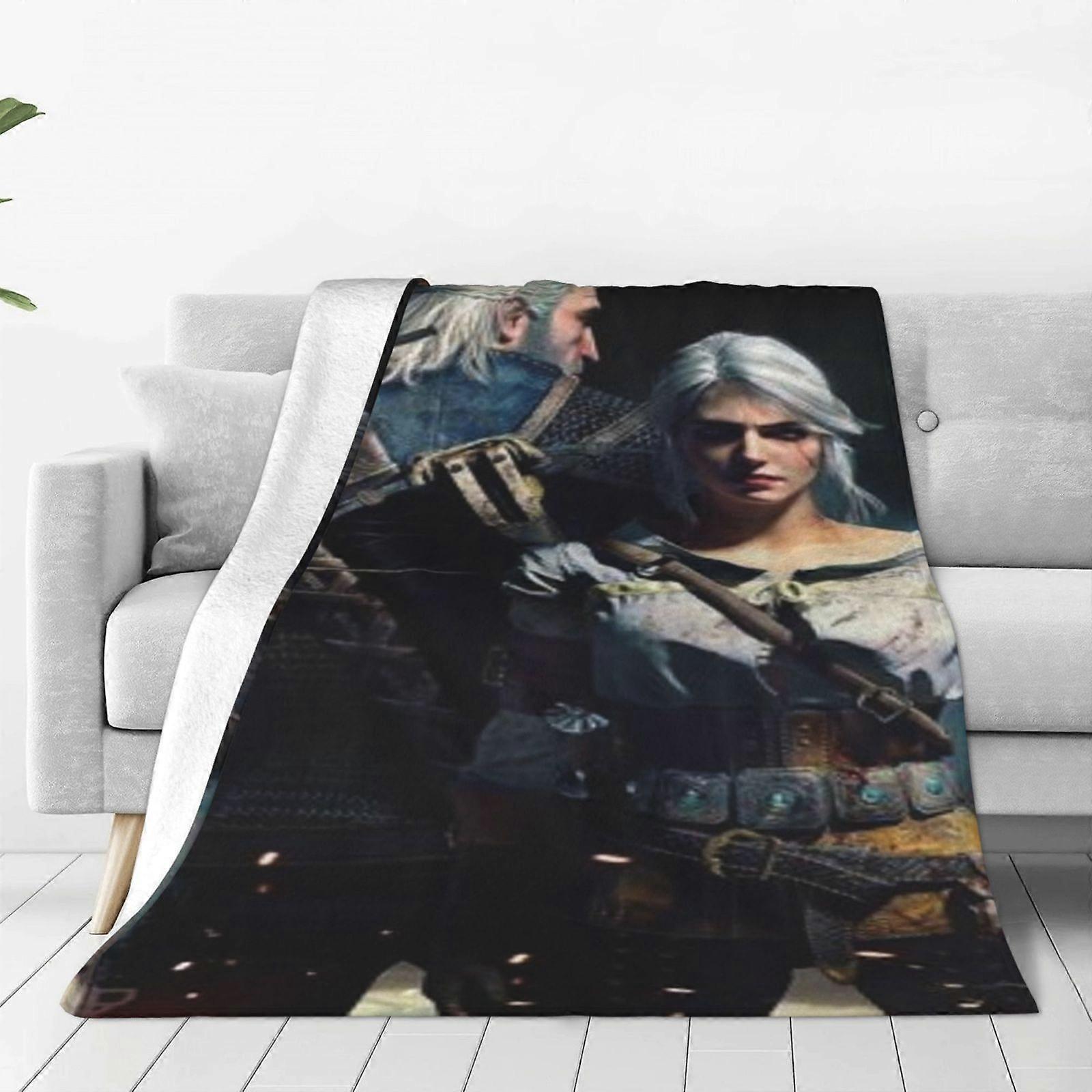 Manta de flanela estampada com Geralt e Ciri de The Witcher