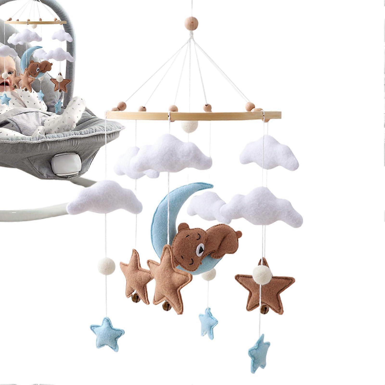Baby Crib Mobile with Felt Clouds and Bears, Soothing Chime Nursery Mobile, Ideal Baby Gift