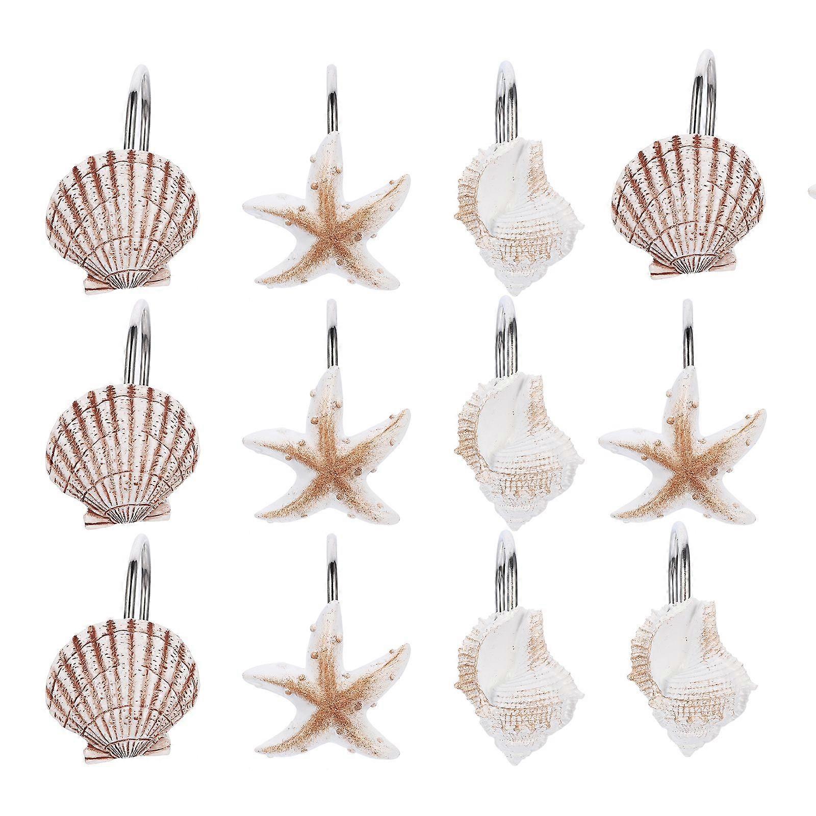12pcs Creative Seashell Curtain Hooks Bathroom Curtain Hooks (Assorted Color)