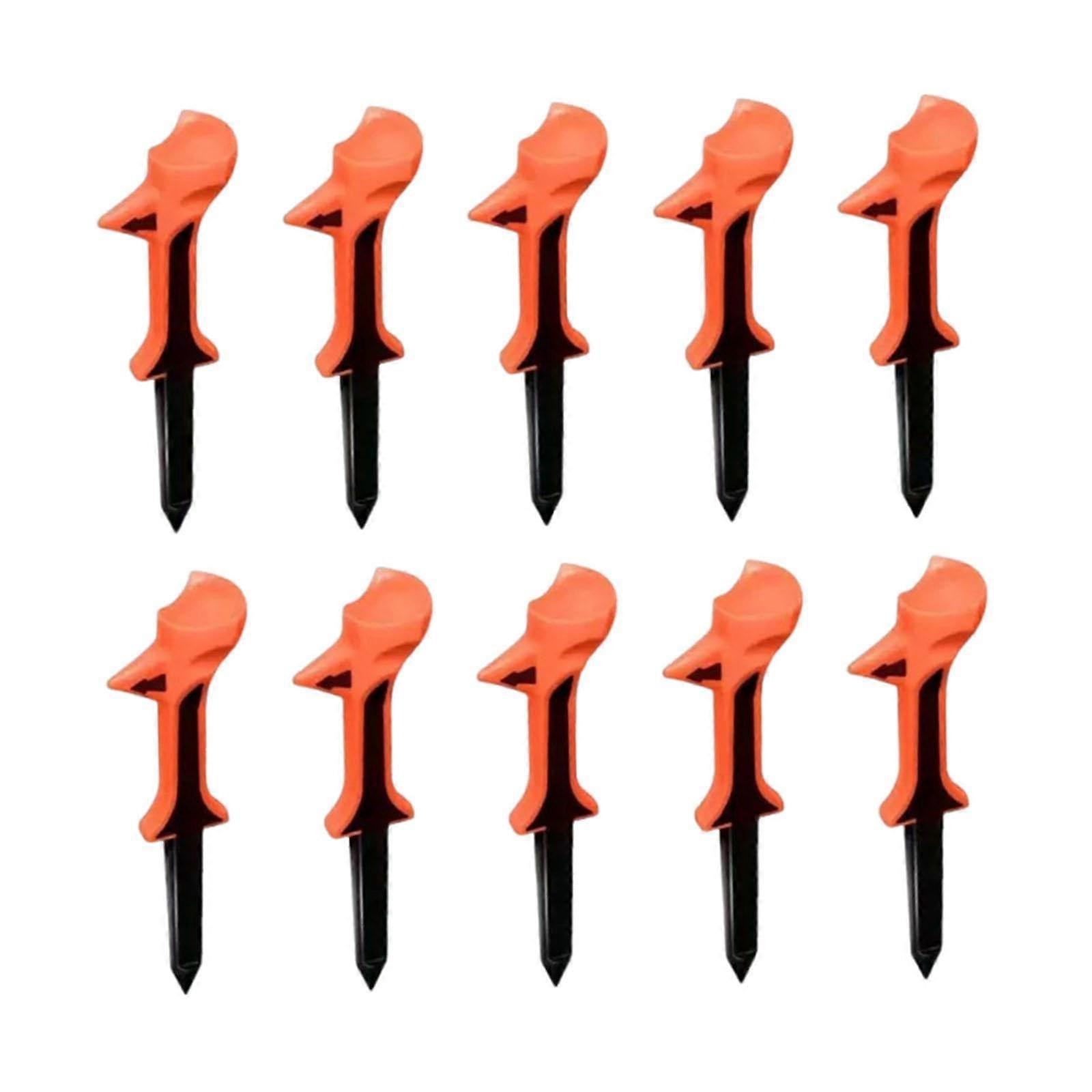 10 Pack Professional Lightweight Golf Tees with Stable ThreePoint Support, Durable Orange Set