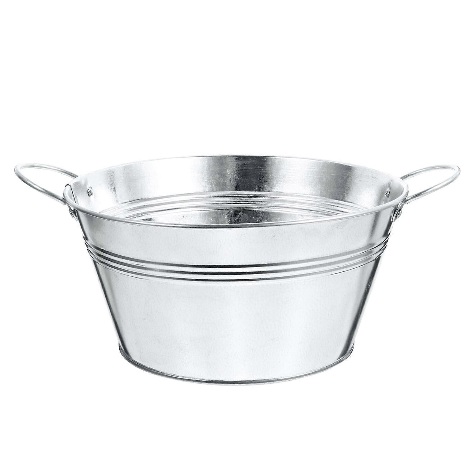 Flower Display Bucket Storage Holder Silver 1Pcs