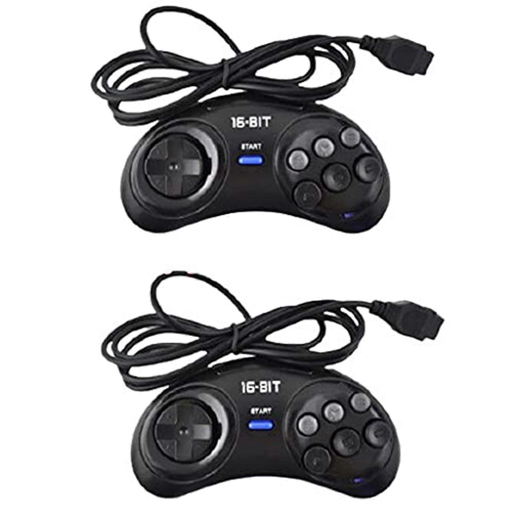 2 Pcs Game Controller for for 16 Bit Handle Controller 6 Button Gamepad for Game Accessories Black