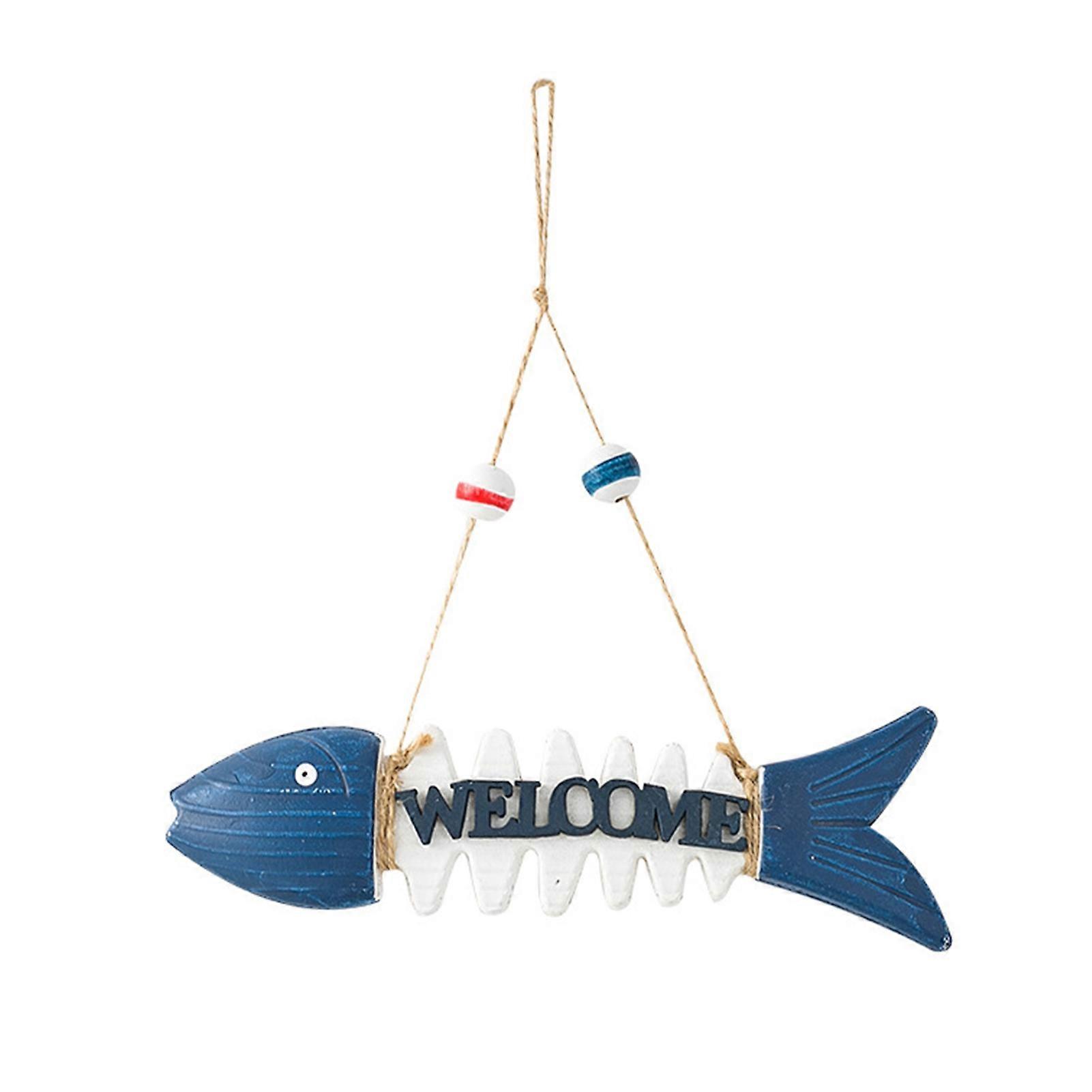 Fish Skeleton Welcome Sign - Solid Wood & Durable - for Gift