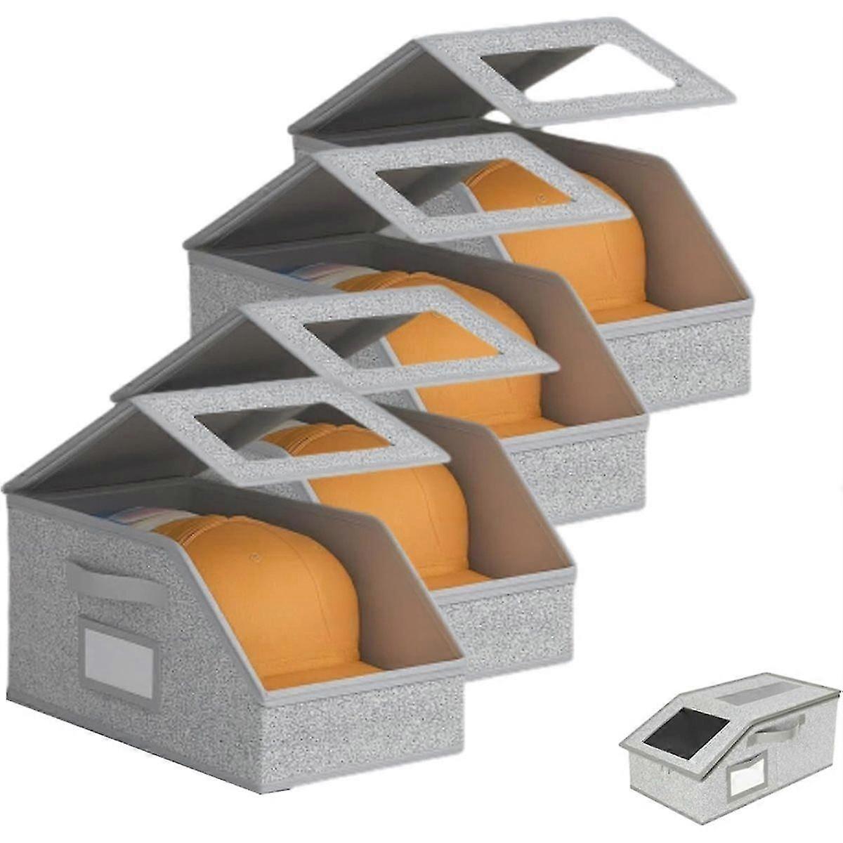 Stackable Hat Storage Boxes compatible with Baseball Caps, Clear Baseball Cap Organizer, Closet Storage compatible with Caps & Accessories