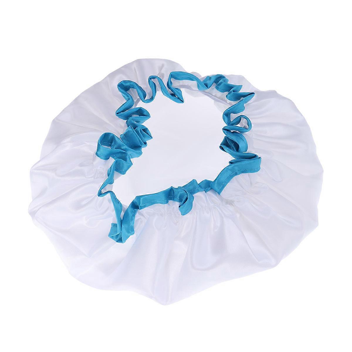 Shower Cap Double Layer Waterproof Bathing Caps for Shower White