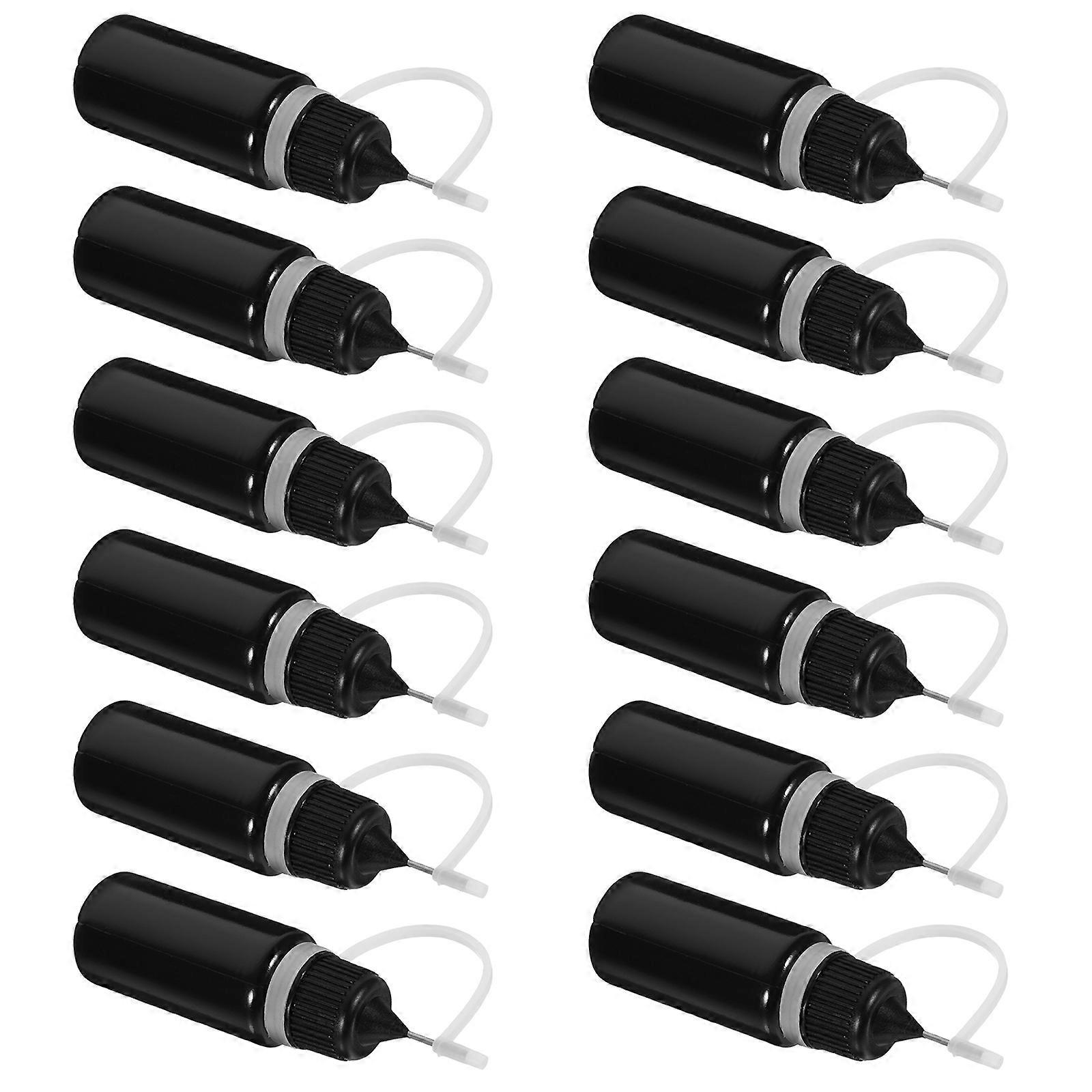 Precision Tip Applicator Bottles Plastic for Storage 12Pcs Black Design