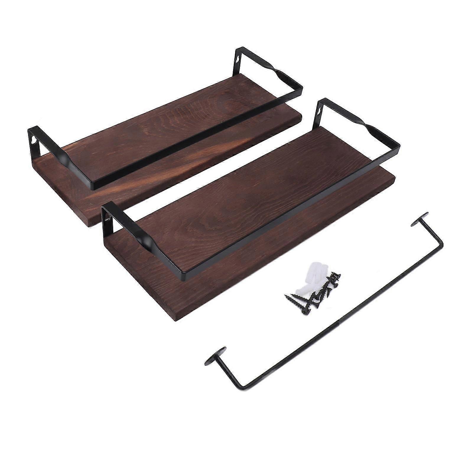 2 Pcs Wall Mounted Floating Shelves, Simple Style Storage Rack