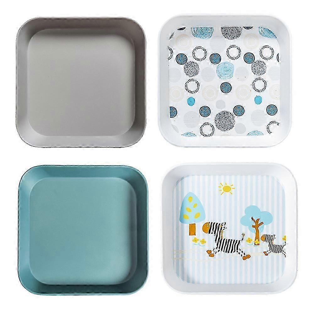 4 Pcs Reusable Square Plastic Dessert Salad Appetizer Plates