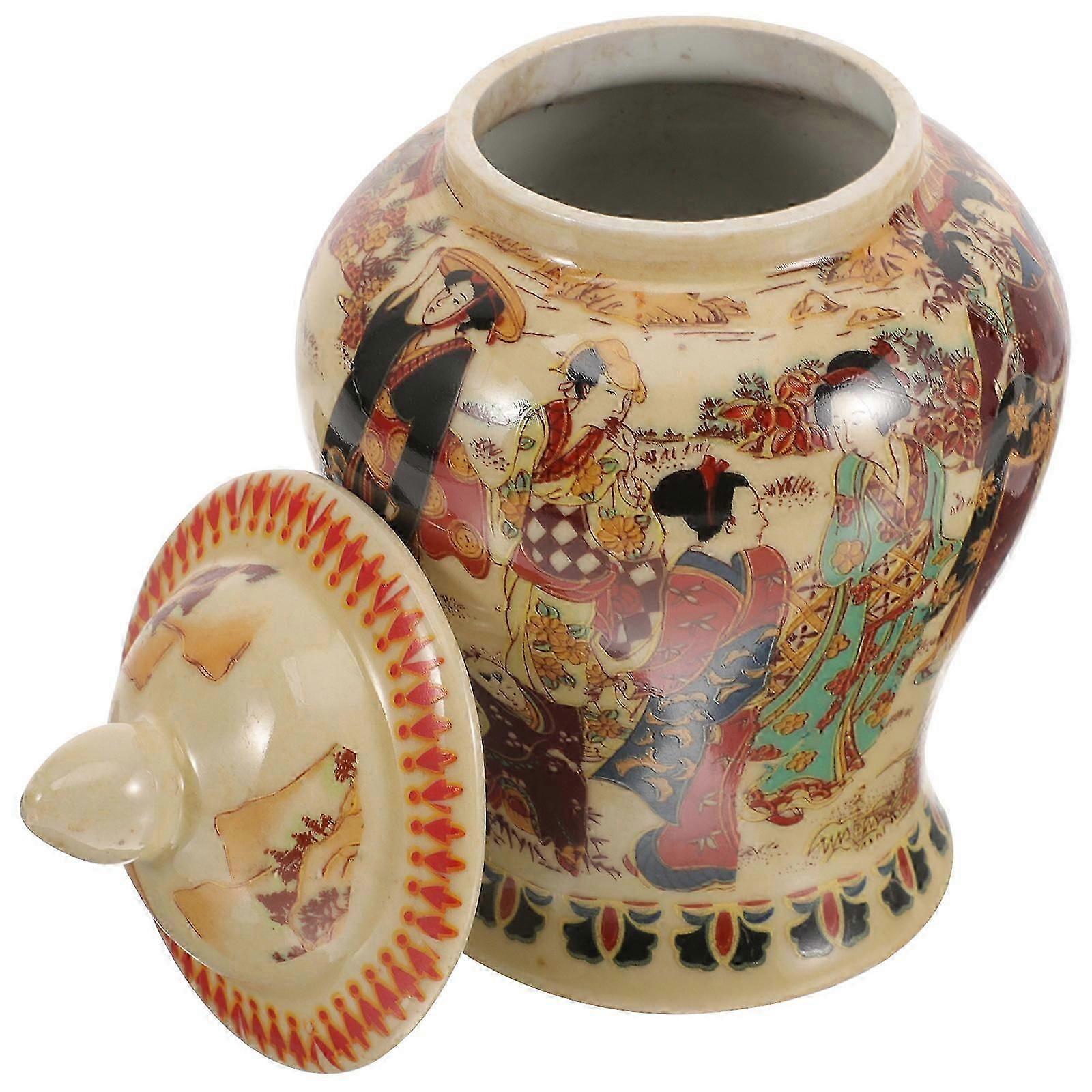 Multi Ceramic Tea Jar for Decor with Sealed Storage Jar Ornament