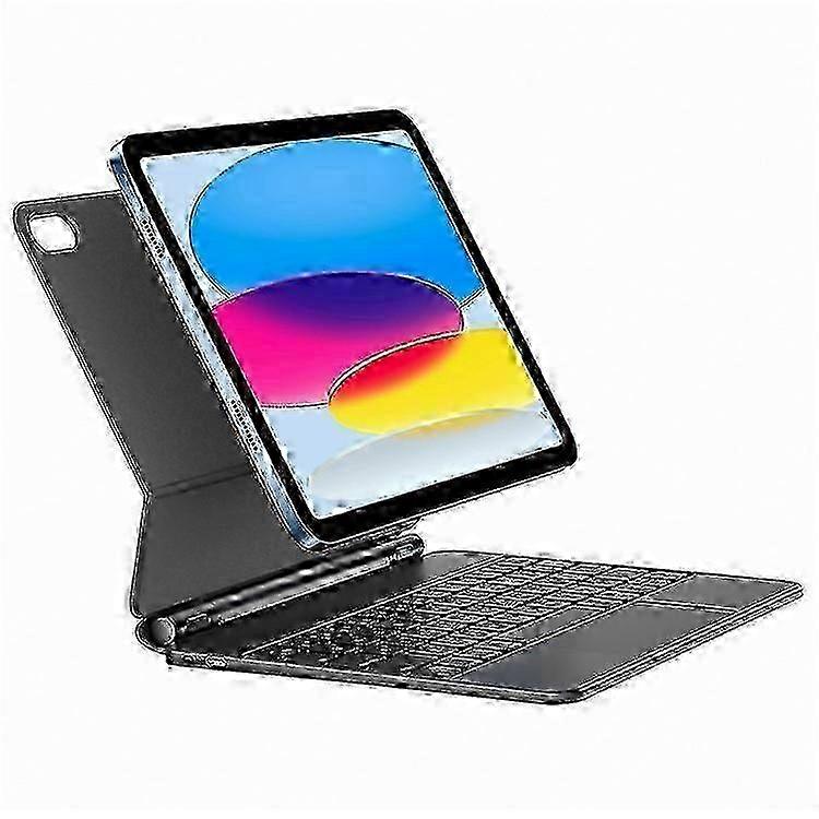 Capa de couro magnética com teclado Bluetooth e touchpad, capa protetora com suporte para iPad de 10 e 9 polegadas (modelo 2022) - Acessórios
