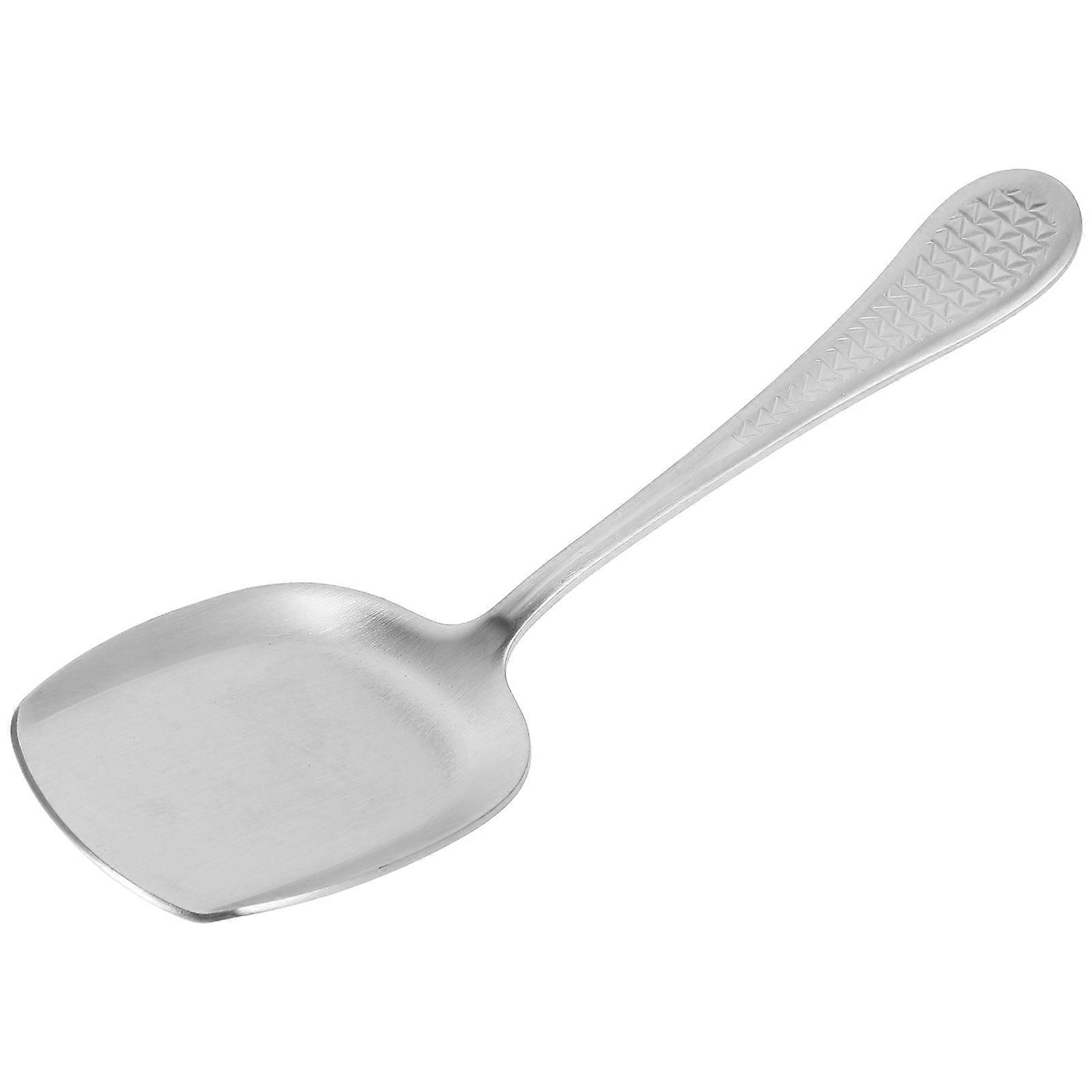 Dining Silver Square Head Stainless Steel Serving Spoon 4Pcs Set