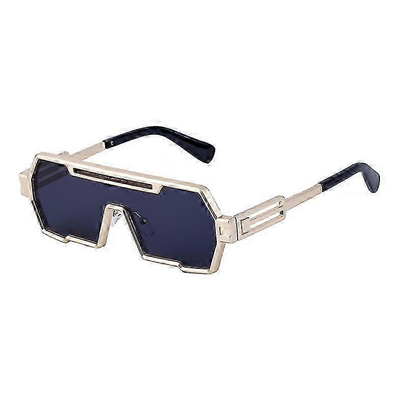 Steampunk Sunglasses Men One-Piece Punk Sun Glasses compatible with Women Vintage Oversized Square Eyewear Big Frame Shade