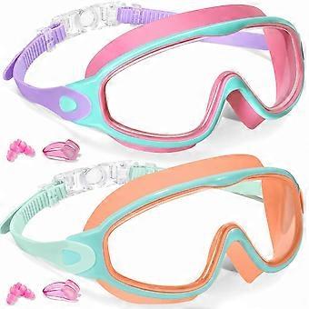 2 Pack Kids Swim Goggles with UV Protection & Anti-Fog - Comfortable, Durable, Easy to Use for Pool Fun!