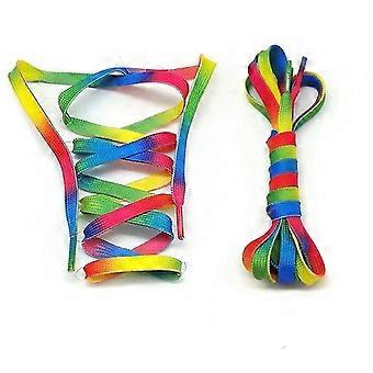 Rainbow Lacesshoe Gradient Neon Farvet rulleskøjte Trainer Sko Snørebånd Flade regnbue snørebånd til vandrestøvler, shoestringspride Day Dekoration (2 par