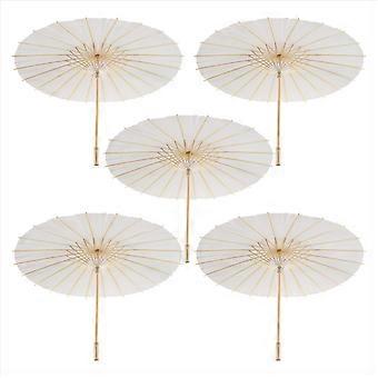 5PCS Sombrilla de Papel 60Cm Sombrilla de Playa Blanco