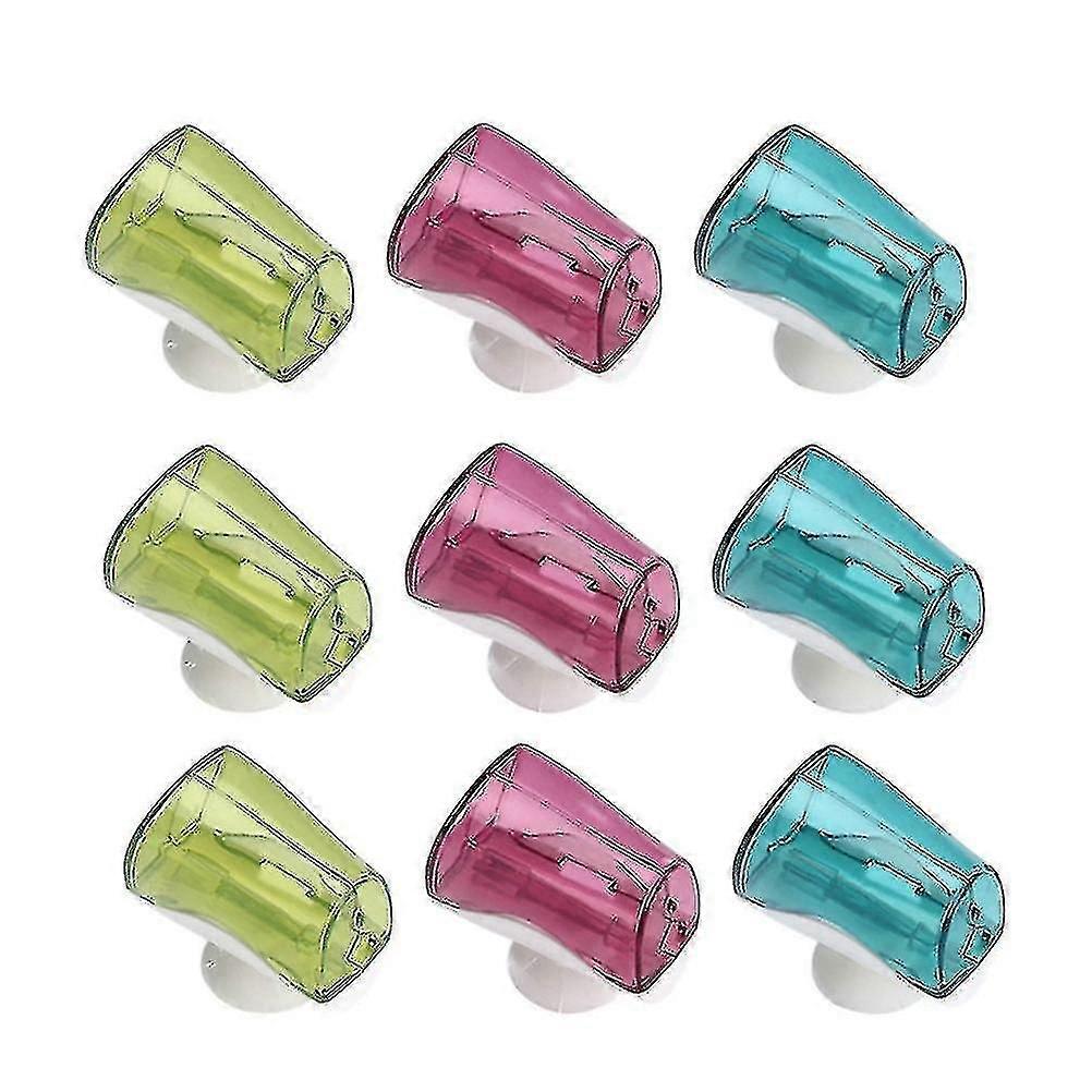 9pcs Toothbrush Cap Protective Covers, Wall-Mount Suction Cup, Dustproof