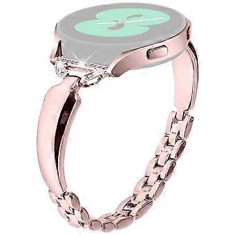 Watch Band for Samsung Galaxy Watch FE 40mm D-Shape Bling Rhinestone Decor Alloy Bracelet