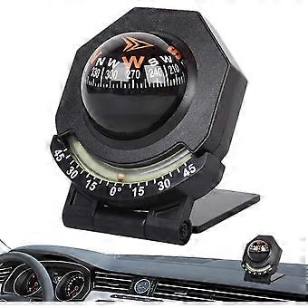 Car Compass, Boat Compass, Dashboard Mount, Foldable Spherical Car Compass, 180 Adjustable, Built-in Inclinometer, High Precision Marine Compass