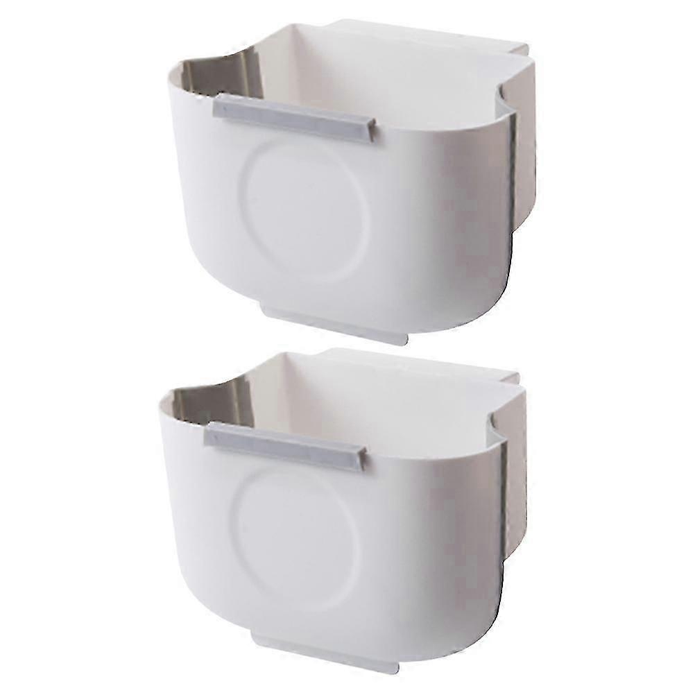 Kitchen Hanging Trash Can 2Pcs Modern Style Rectangular Plastic Dustbin Portable For Kitchen Use 10L