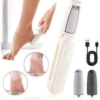 Electric Feet Callus Remover, Rechargeable Foot File for Dead Skin, Waterproof Pedicure Tool for Cracked Heels, Comes with 2 Interchangeable Roller He
