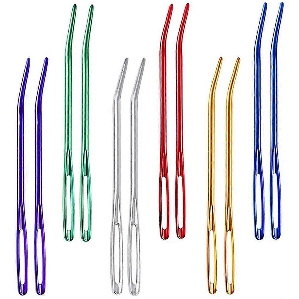 Lot de 12 aiguilles à laine compactes en aluminium pour la couture, couleurs assorties