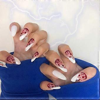 Long Press On Nails Halloween Blood Splatter Stiletto Fake Nails with Unique Design for Women