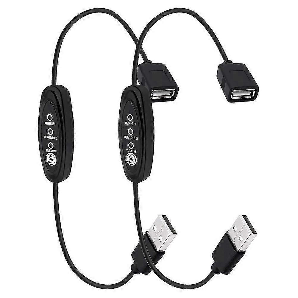 2pcs USB Cable with Inline Switch, 3-Speed Adjustable Control compatible with LED Strips, Fans, Motors