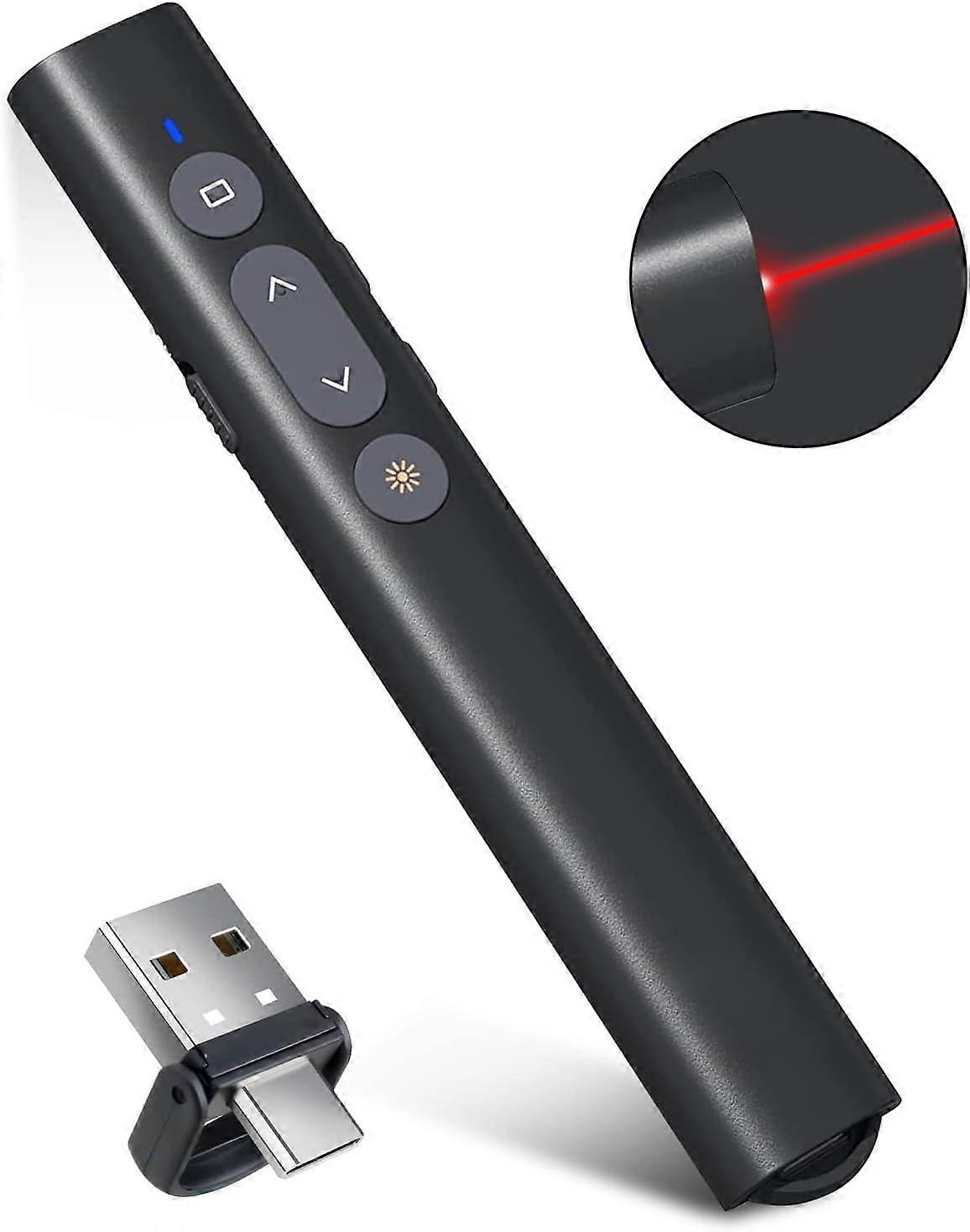 USB-A/USB-C Presentation Clicker for PowerPoint Presentations Pointer, Wireless Presenter Remote, Google Slide Advancer Projector Smart Board Slid