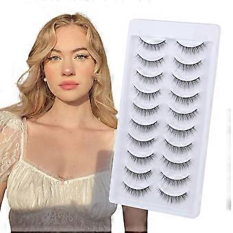 False Eyelashes Natural Look 10 Pairs Mink Faux Mink Artificial Eyelashes Short Fake Las