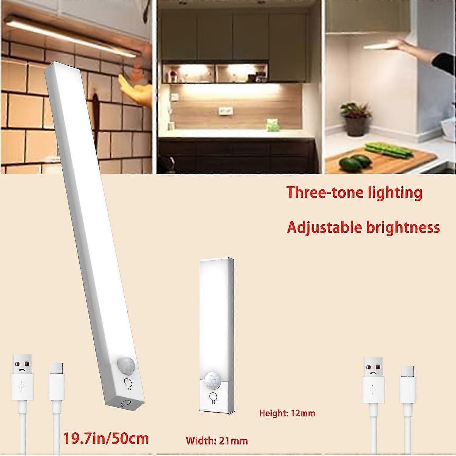 White USB Rechargeable Motion Sensor LED Light with Three-Tone Dimming