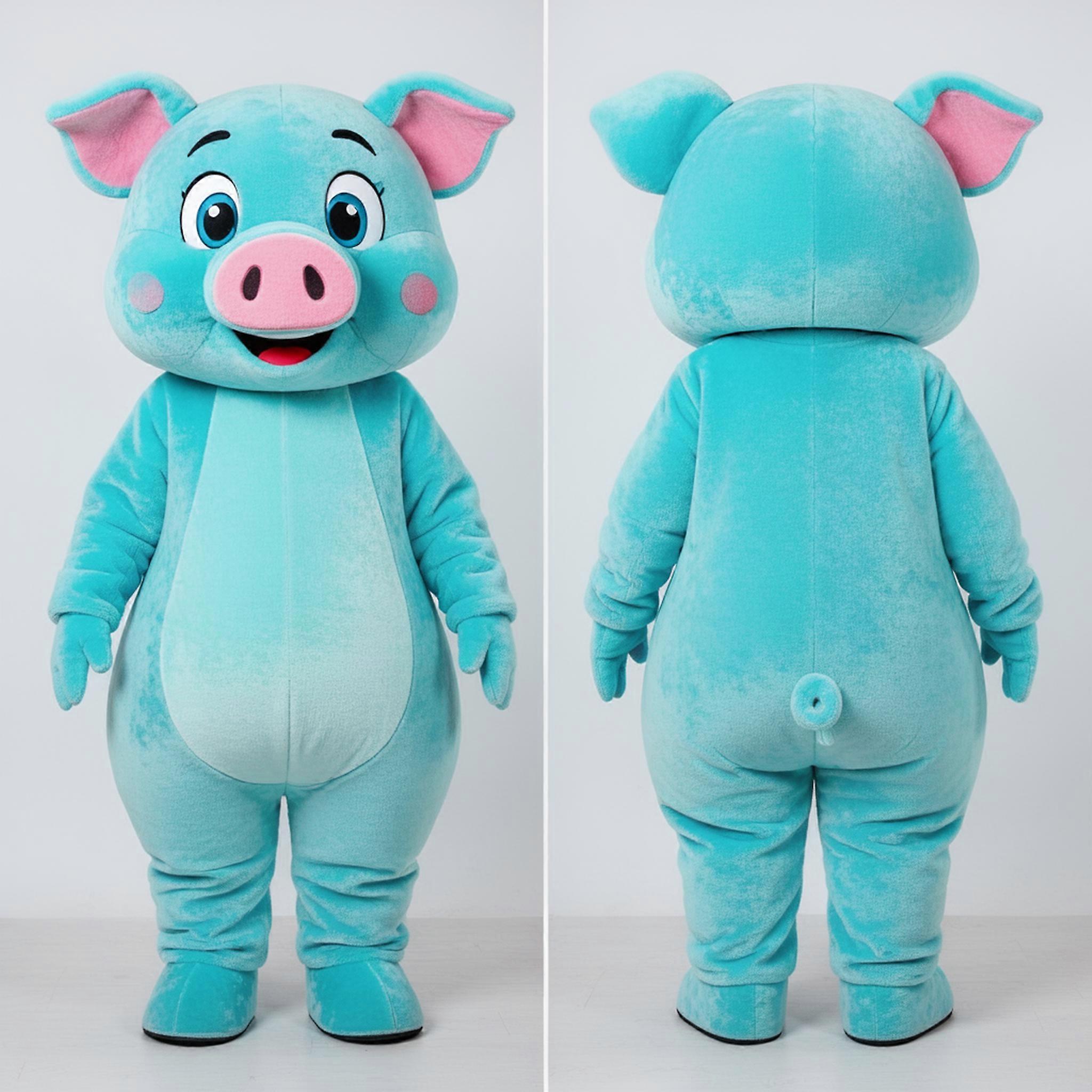 MASTICOT Cyan Rounded Pig Mascot