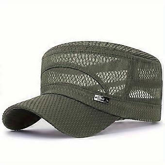 Breathable Mesh Flat Top Sun Hat for Men and Women, Adjustable Summer Outdoor Cap for Casual Travel Beach