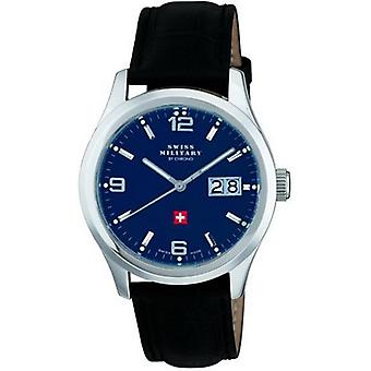 Swiss Military Quartz analoge man horloge met koeienhuid armband SM 34004.07