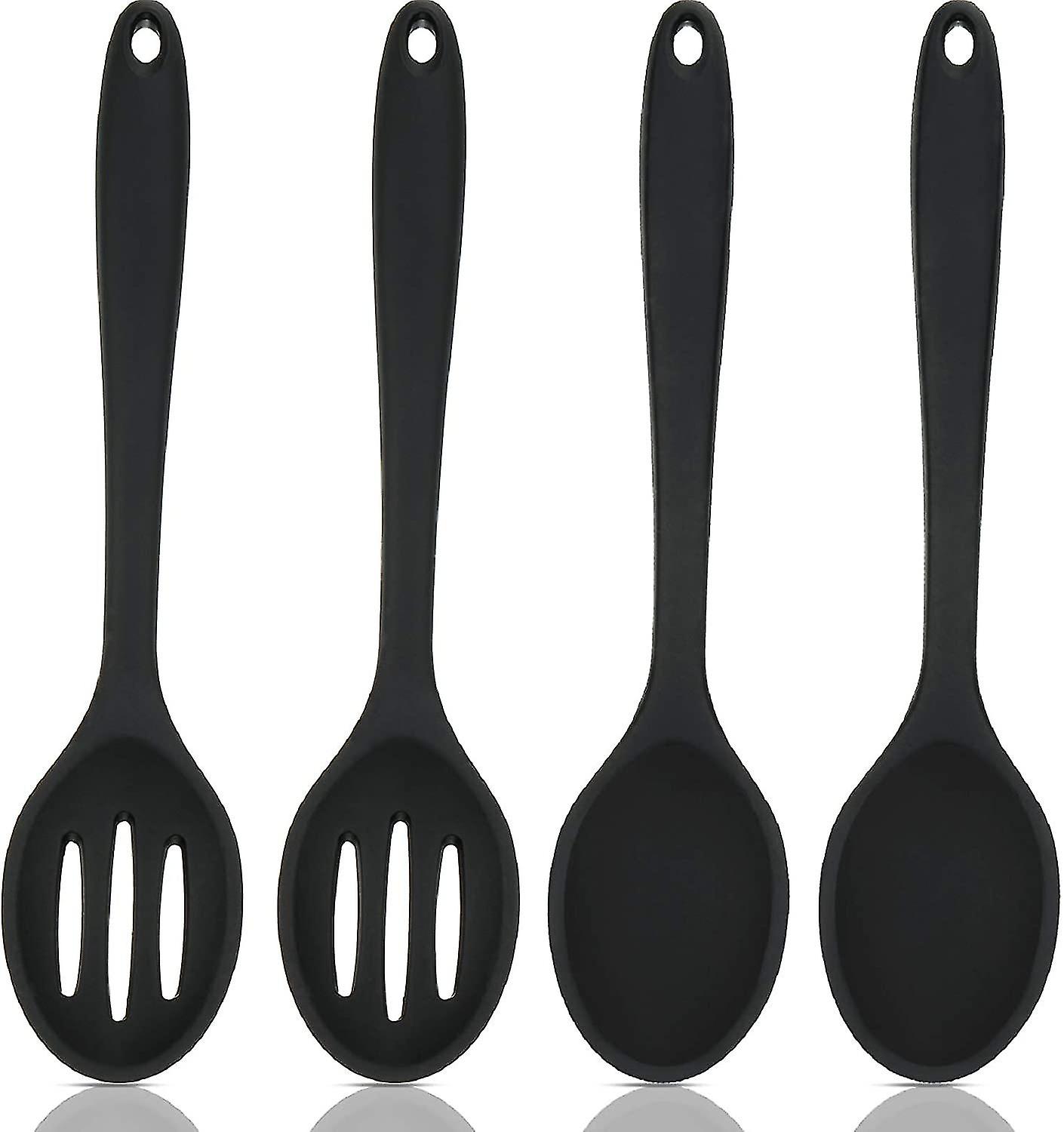 Kitchen Slotted Spoon, 4 Pcs Silicone Spoon Heat Resistant
