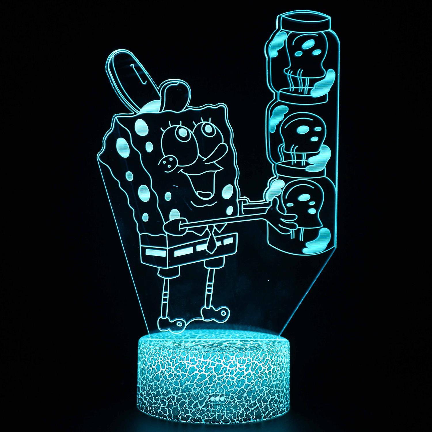 3D Touch Light Night 7 colors remote control SpongeBob #1566