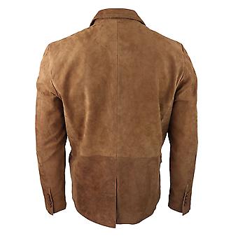 Blazer Daim Homme Vintage Automne-Hiver – Revers Élégant, Coupe Ajustée, Aspect Cuir Synthétique