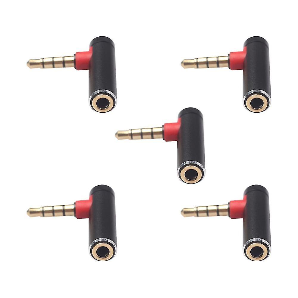 5pcs L Shape Audio Adapter Jack Male To Female 90 Degree