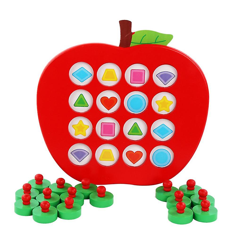 Wooden Apple Board 3d Puzzle Memory Matching Chess Game Educational Kids Toy