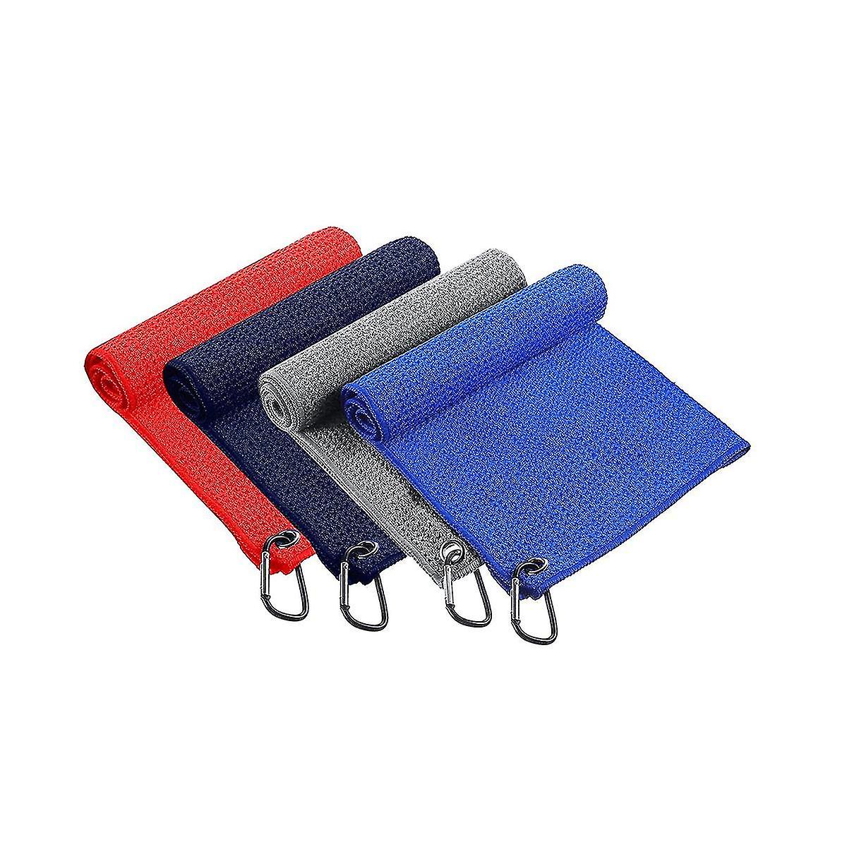 4pcs ,-fold Microfiber Pattern,golf Cleaning Towels,super Absorption And With Clip